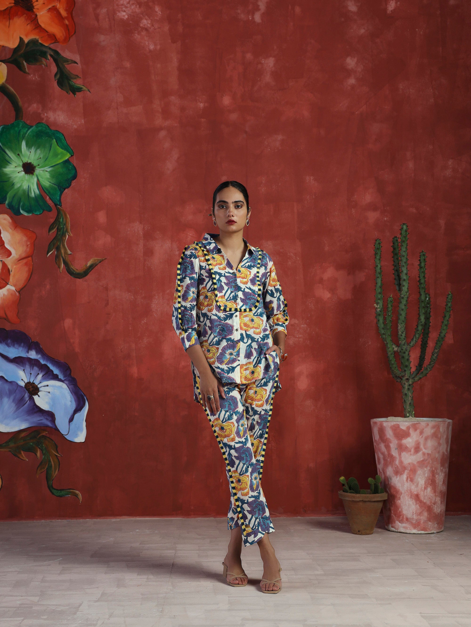 Tishya printed jacket and pant set