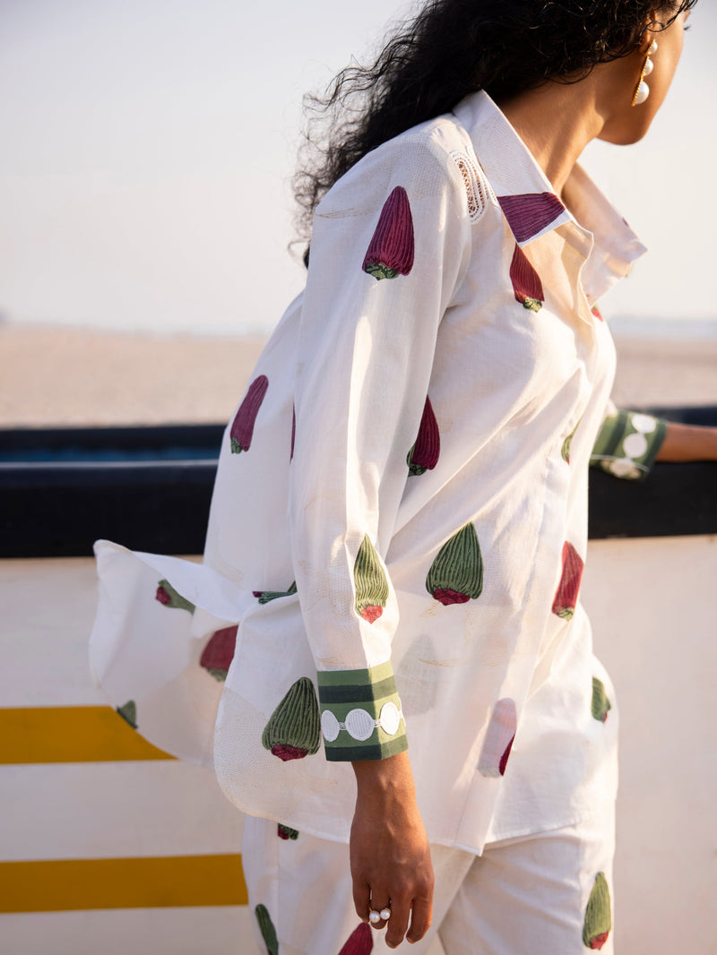 Maroon shell print shirt and pant co-ord set- set of 2 SALE