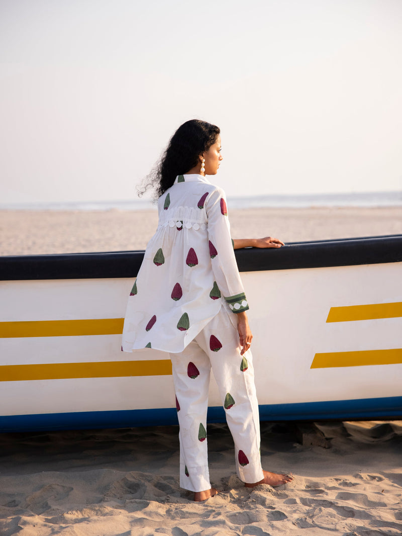 Maroon shell print shirt and pant co-ord set- set of 2 SALE