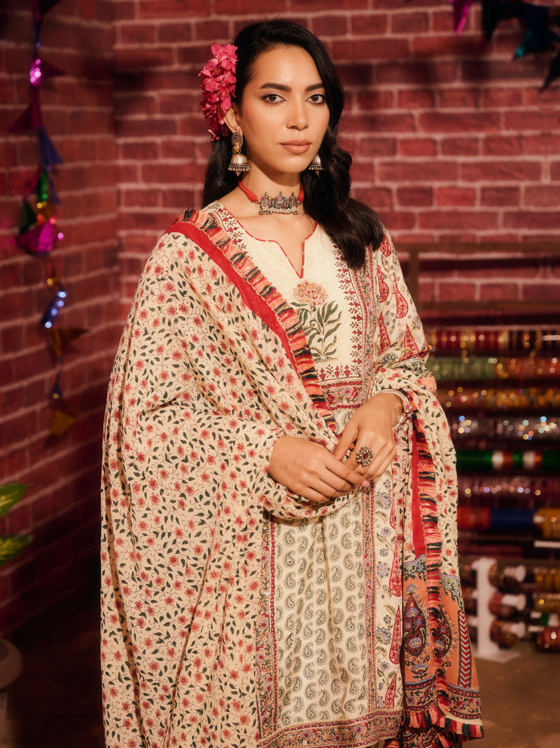 KASHMIRA SHORT A-LINE KURTA WITH SALWAR AND DUPATTA (SET OF 3)