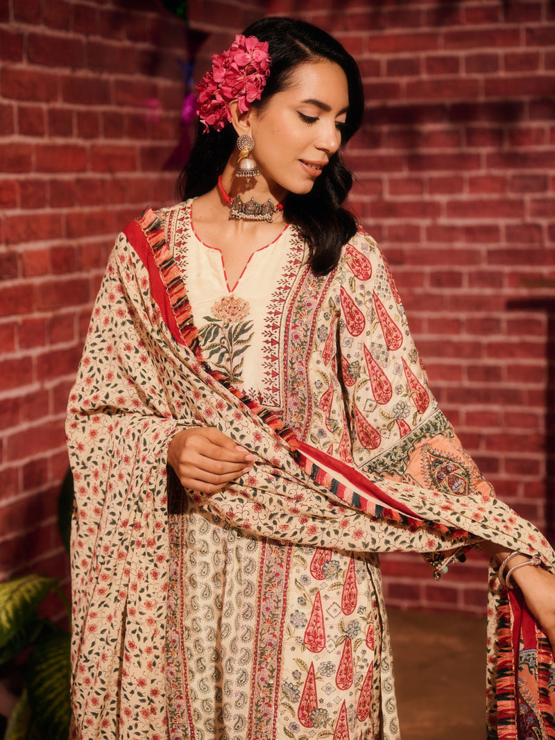 KASHMIRA SHORT A-LINE KURTA WITH SALWAR AND DUPATTA (SET OF 3)