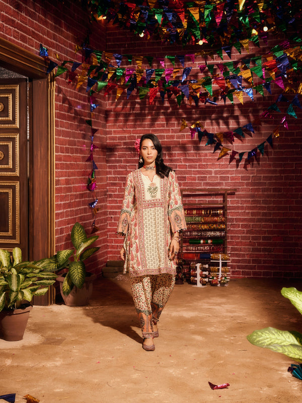 KASHMIRA SHORT A-LINE KURTA WITH SALWAR AND DUPATTA (SET OF 3)