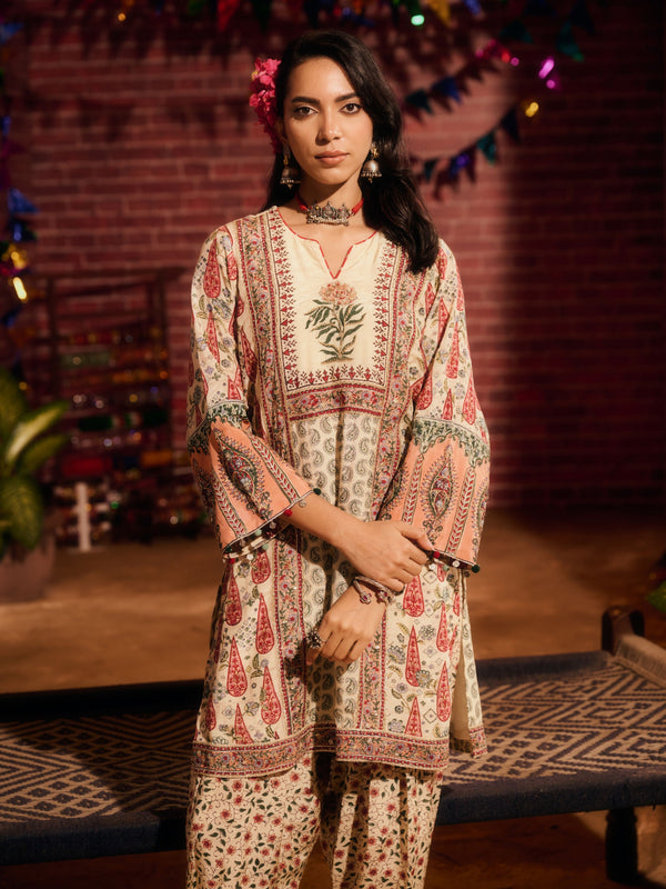 KASHMIRA SHORT A-LINE KURTA WITH SALWAR AND DUPATTA (SET OF 3)