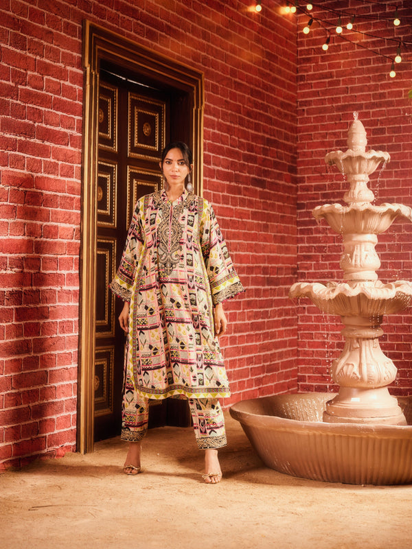 RANGREZ STRAIGHT LONG KURTA WITH PANT AND DUPATTA (SET OF 3)