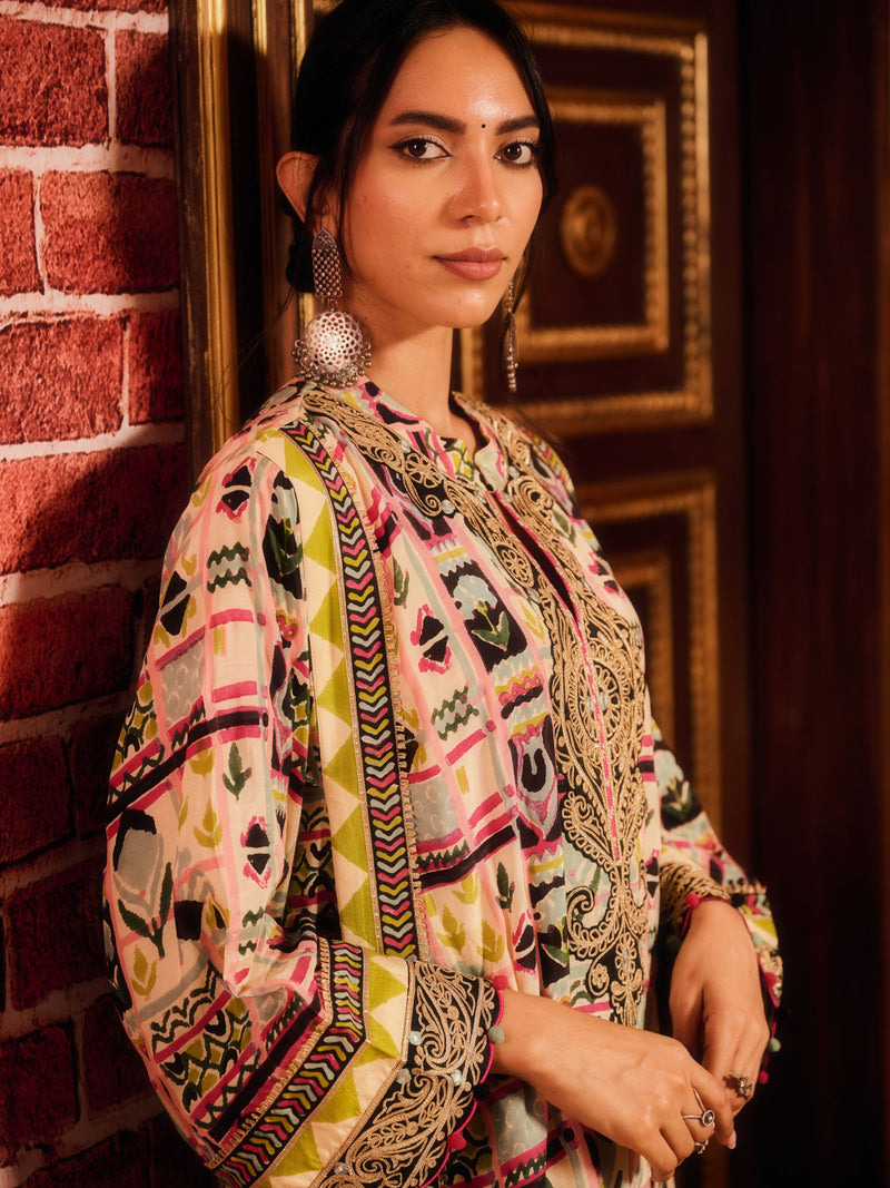 RANGREZ STRAIGHT LONG KURTA WITH PANT AND DUPATTA (SET OF 3)