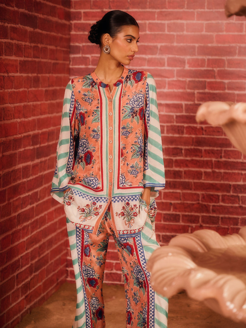 INAYA FRONT OPEN EASY-FIT SHIRT AND PANT CO-ORD SET (SET OF 2)