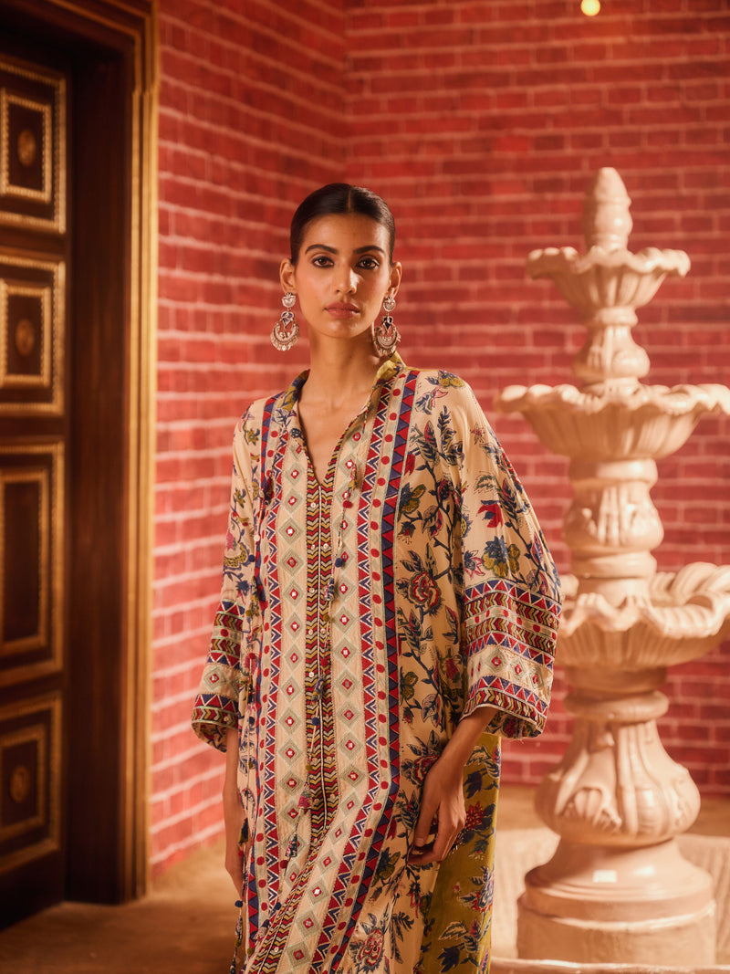 GULMEHAR PANELLED LONG DRESS