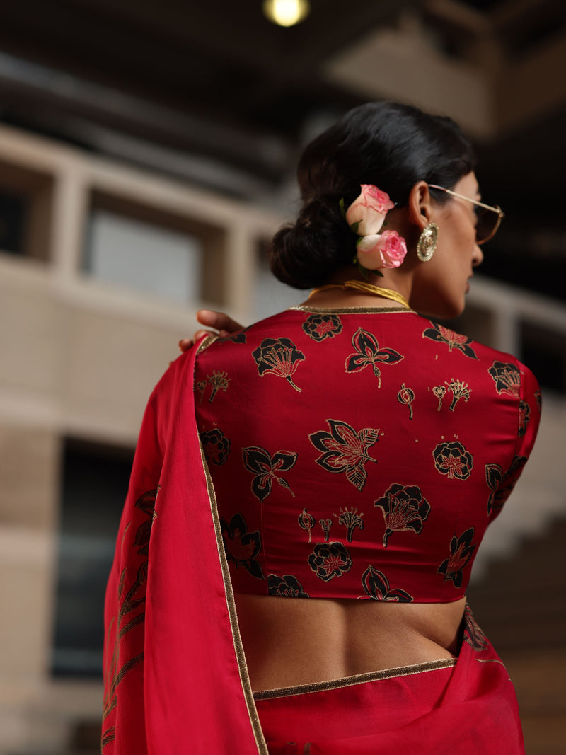 RUBY PINK ORGANZA SAREE - SET OF 2