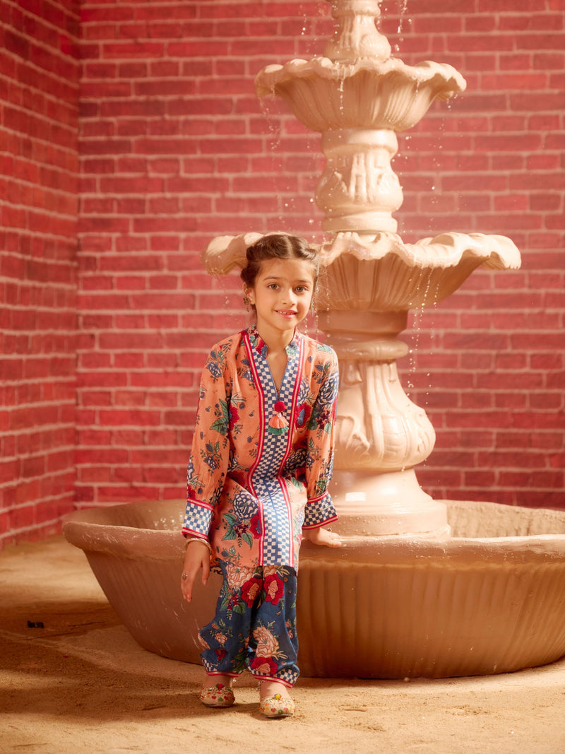 INAAYA ROUNDED GHERA SHORT KURTA WITH TULIP SALWAR (SET OF 2)