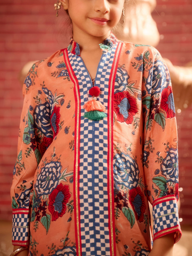 INAAYA ROUNDED GHERA SHORT KURTA WITH TULIP SALWAR (SET OF 2)