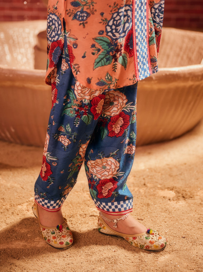 INAAYA ROUNDED GHERA SHORT KURTA WITH TULIP SALWAR (SET OF 2)
