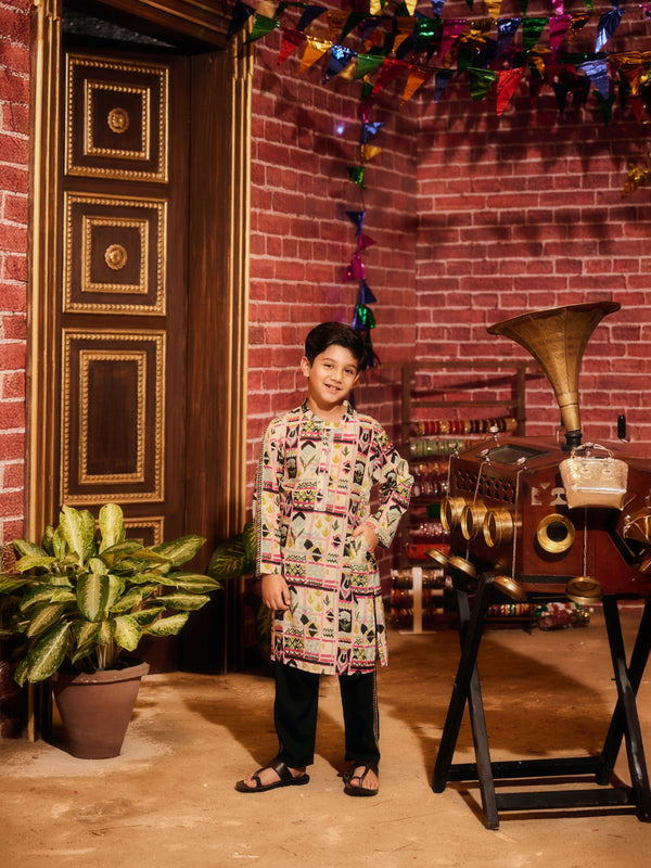 RANGREZ BOYS KURTA SET WITH BANDI