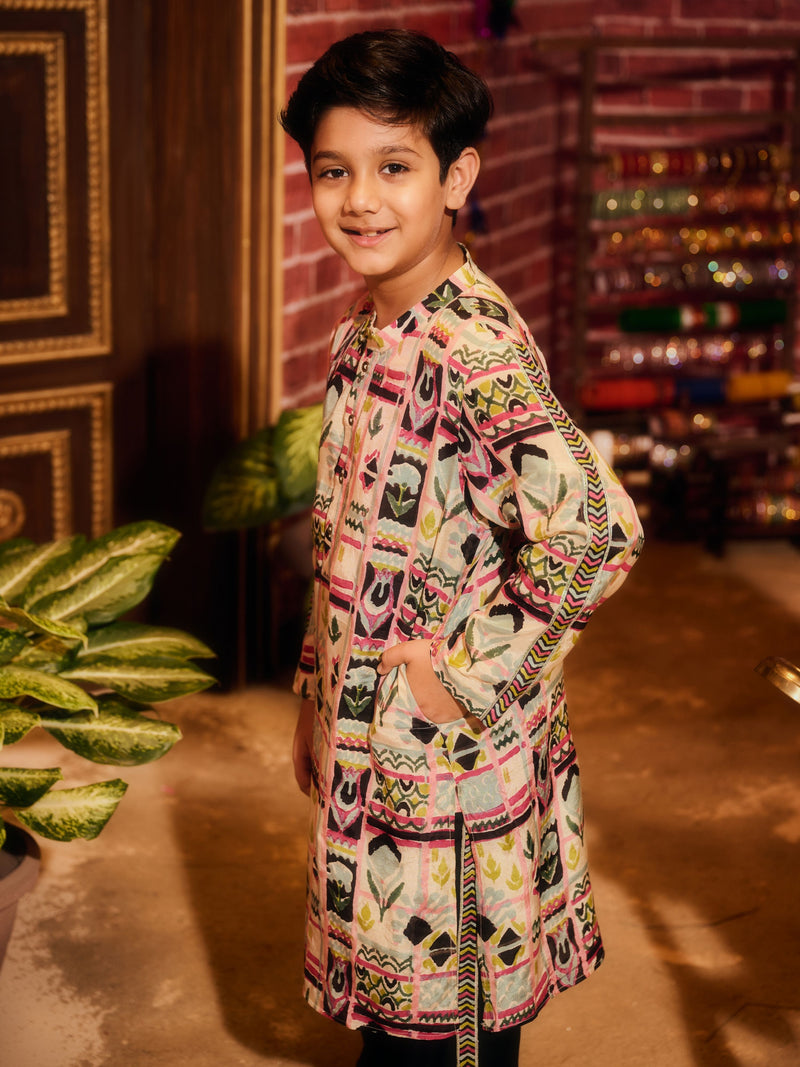 RANGREZ BOYS KURTA SET WITH BANDI
