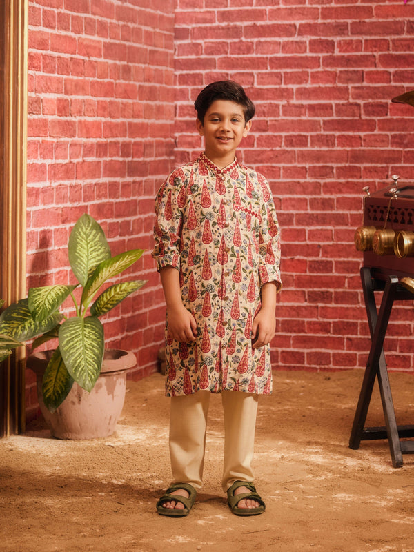KASHMIRA FRONT OPEN ACHKAN STYLE BOYS KURTA SET