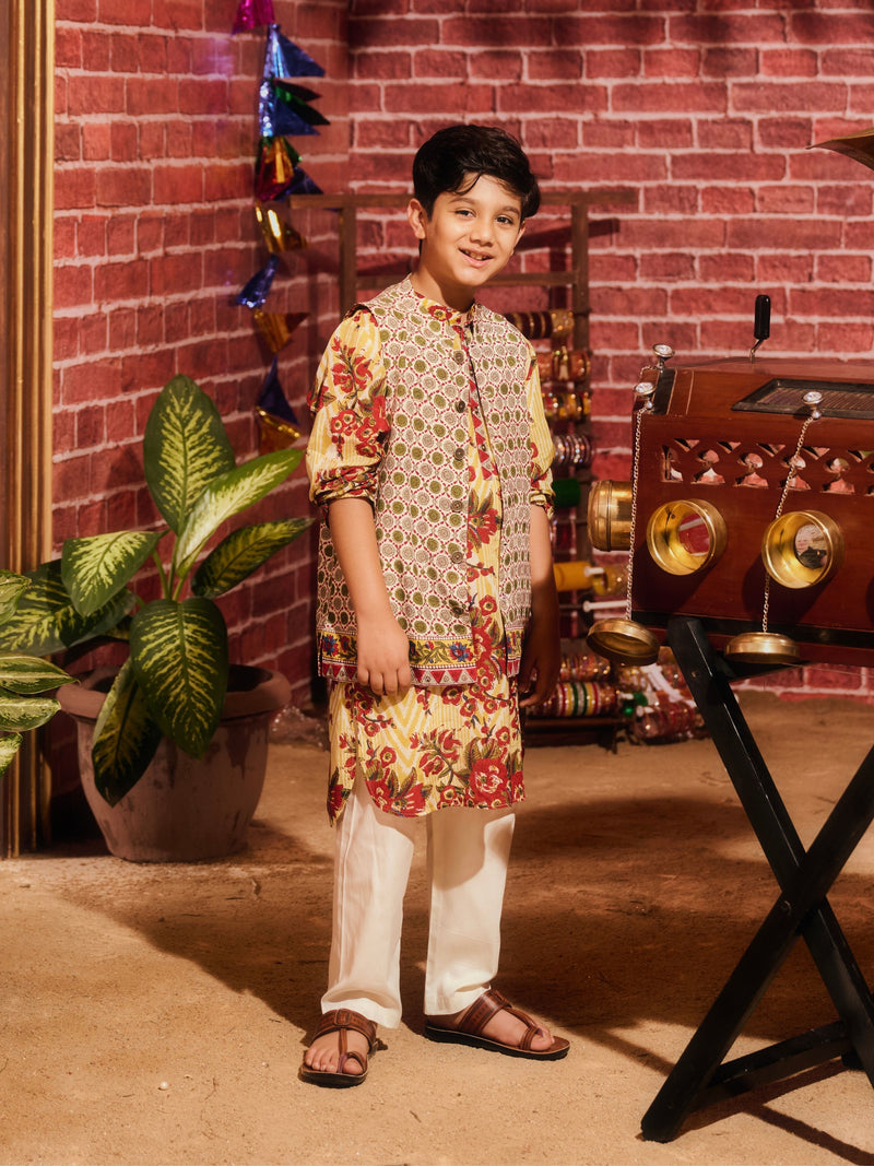 LAAL PHOOL BOYS KURTA SET WITH BANDI