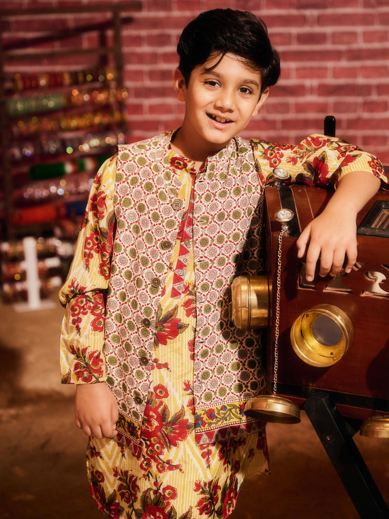 LAAL PHOOL BOYS KURTA SET WITH BANDI