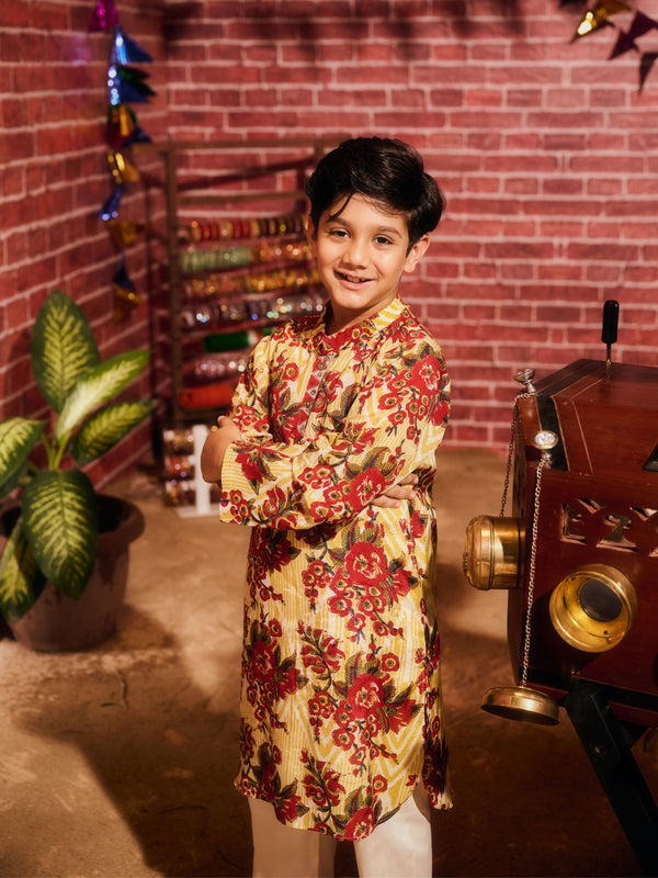 LAAL PHOOL BOYS KURTA SET WITH BANDI