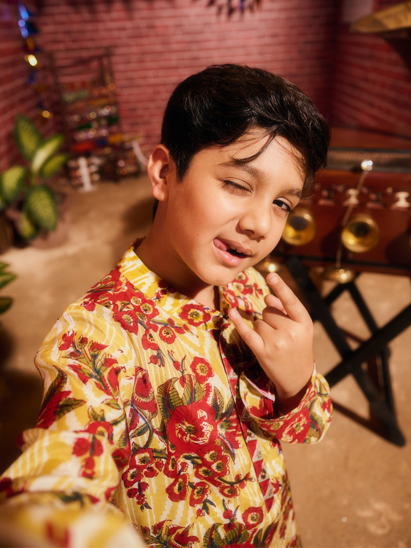 LAAL PHOOL BOYS KURTA SET WITH BANDI