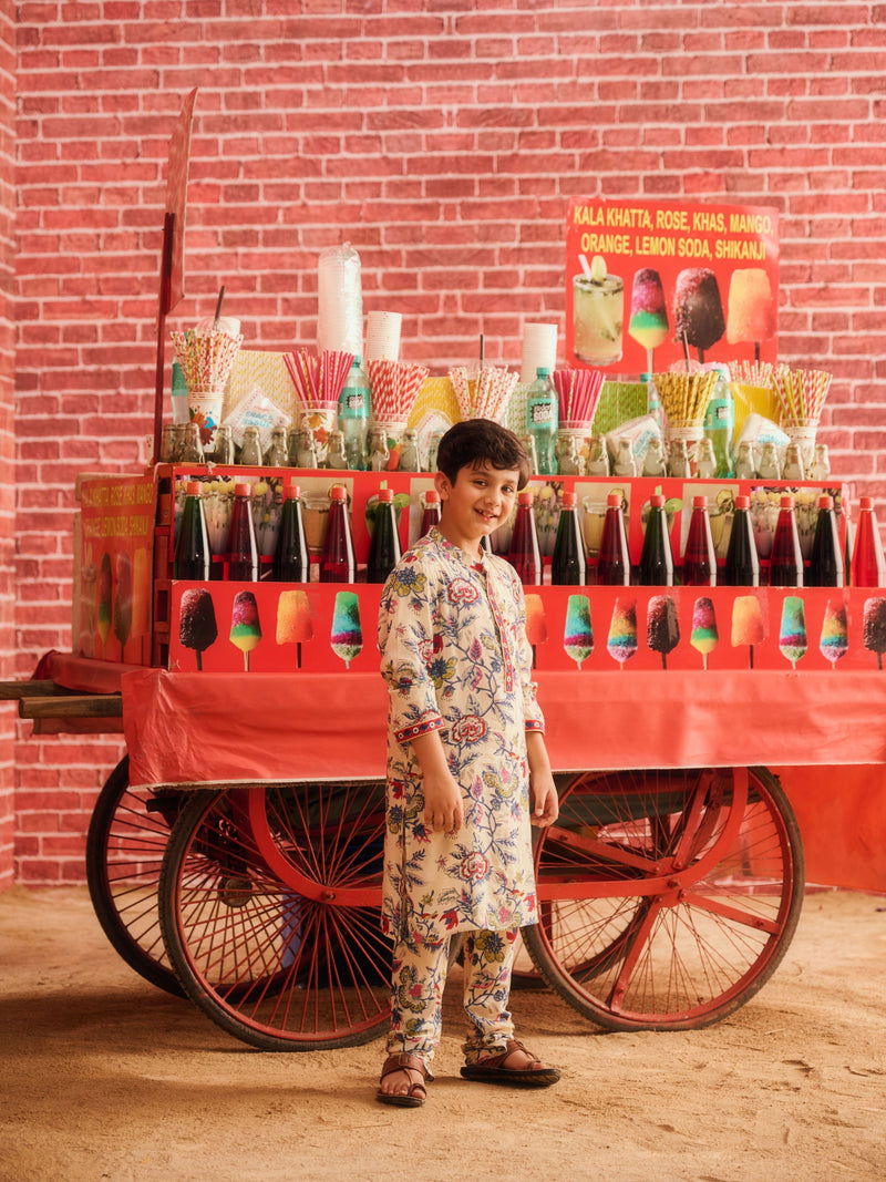 GULMEHAR BOYS KURTA  AND CHURIDAR SET WITH BANDI