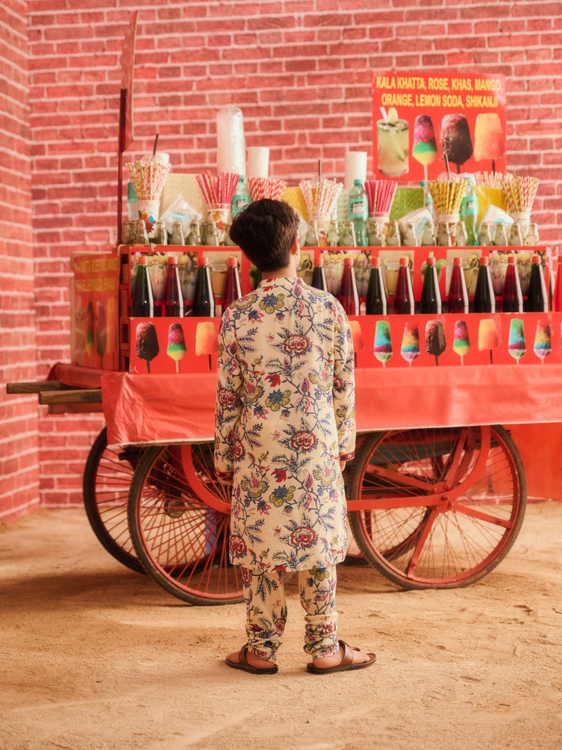 GULMEHAR BOYS KURTA  AND CHURIDAR SET WITH BANDI