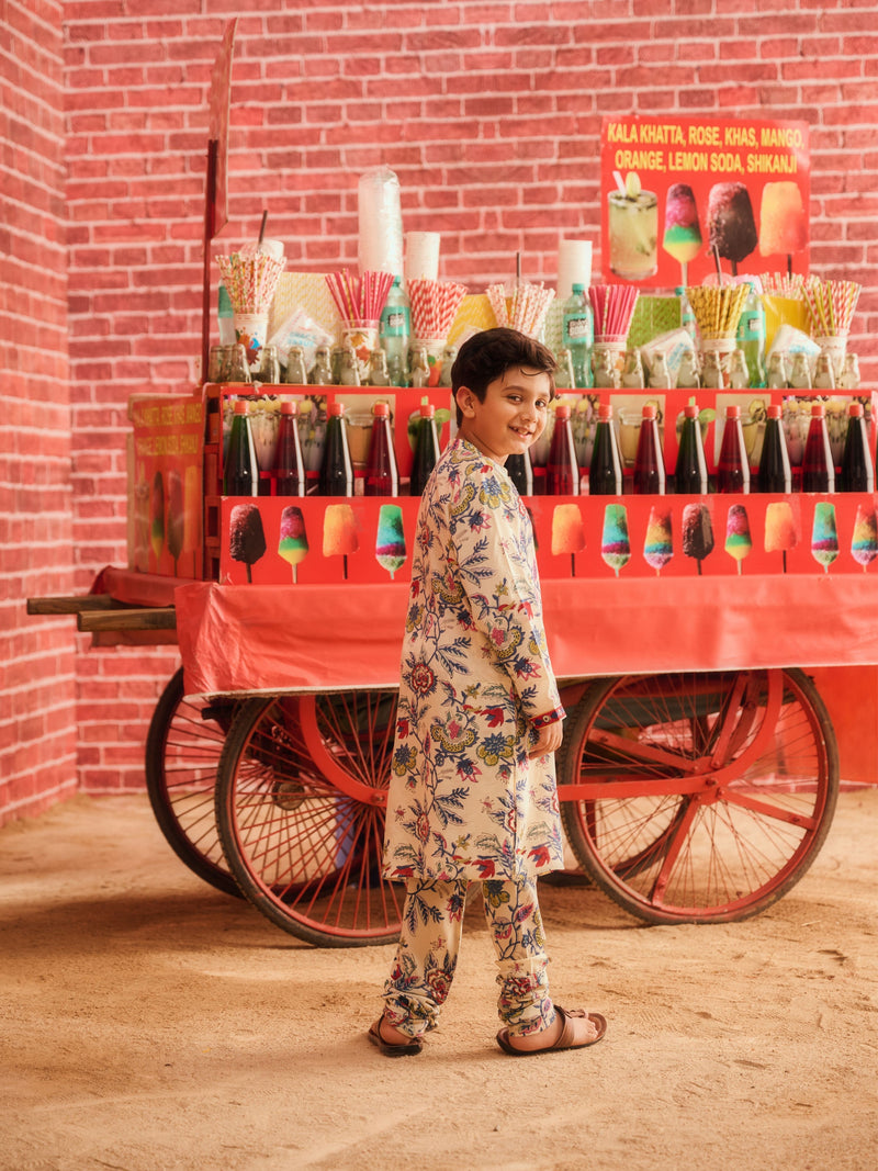 GULMEHAR BOYS KURTA  AND CHURIDAR SET WITH BANDI