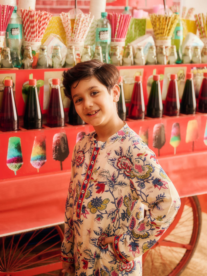 GULMEHAR BOYS KURTA  AND CHURIDAR SET WITH BANDI