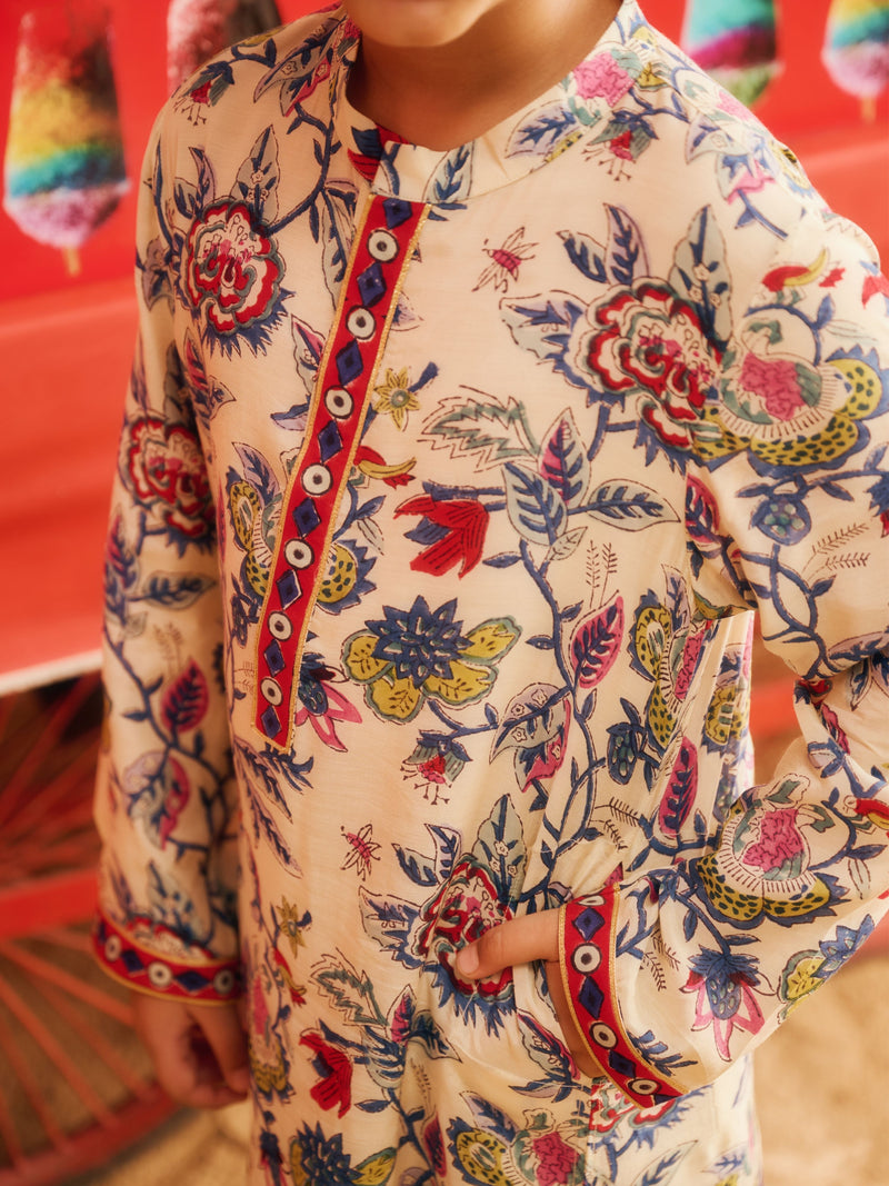 GULMEHAR BOYS KURTA  AND CHURIDAR SET WITH BANDI