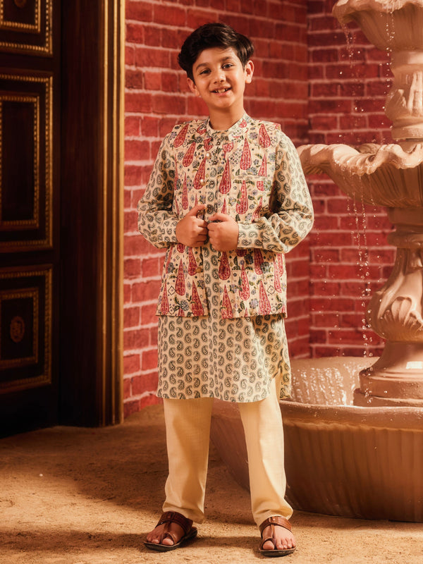 KASHMIRA BOYS KURTA SET WITH BANDI
