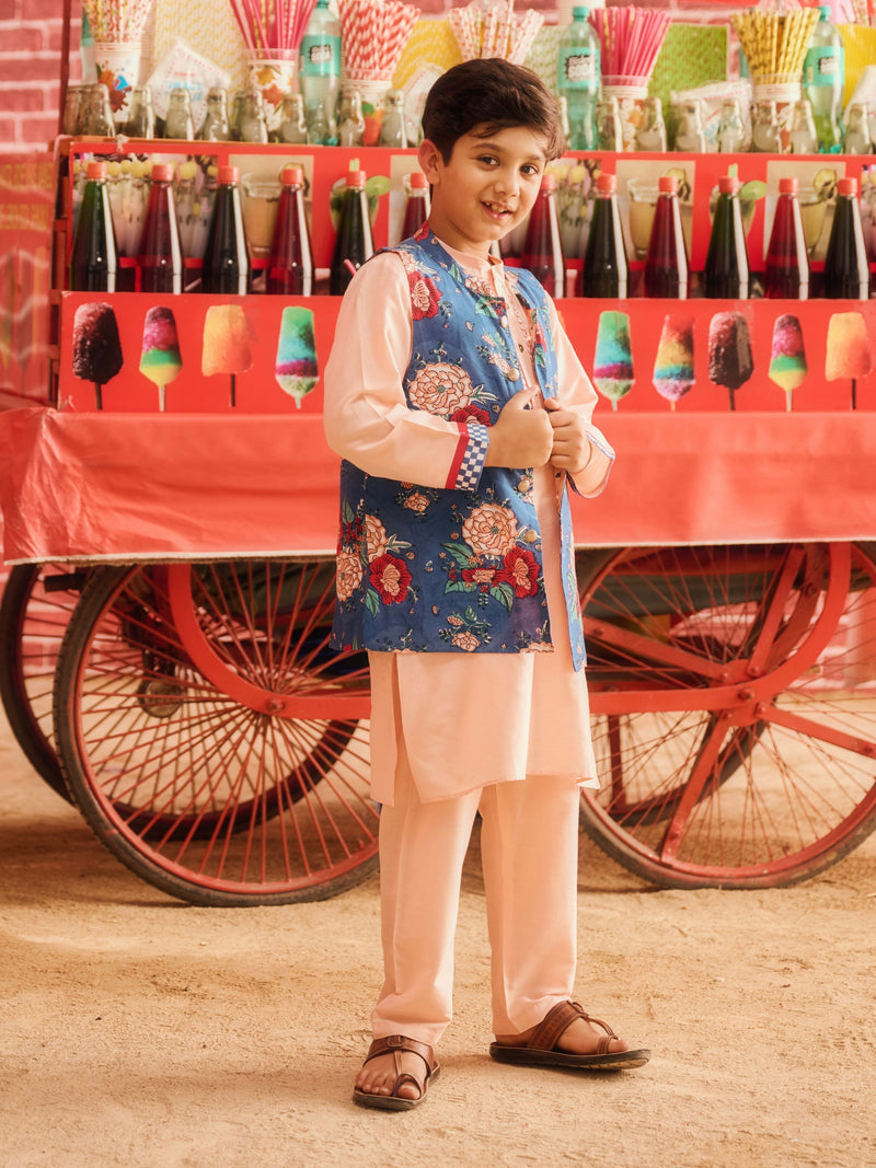 PEACH BOYS KURTA WITH INAAYA BANDI