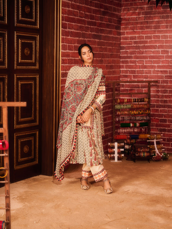 KASHMIRA LONG YOKE KALIDAAR KURTA WITH PANT AND DUPATTA (SET OF 3)