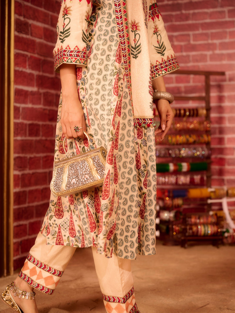 KASHMIRA LONG YOKE KALIDAAR KURTA WITH PANT AND DUPATTA (SET OF 3)