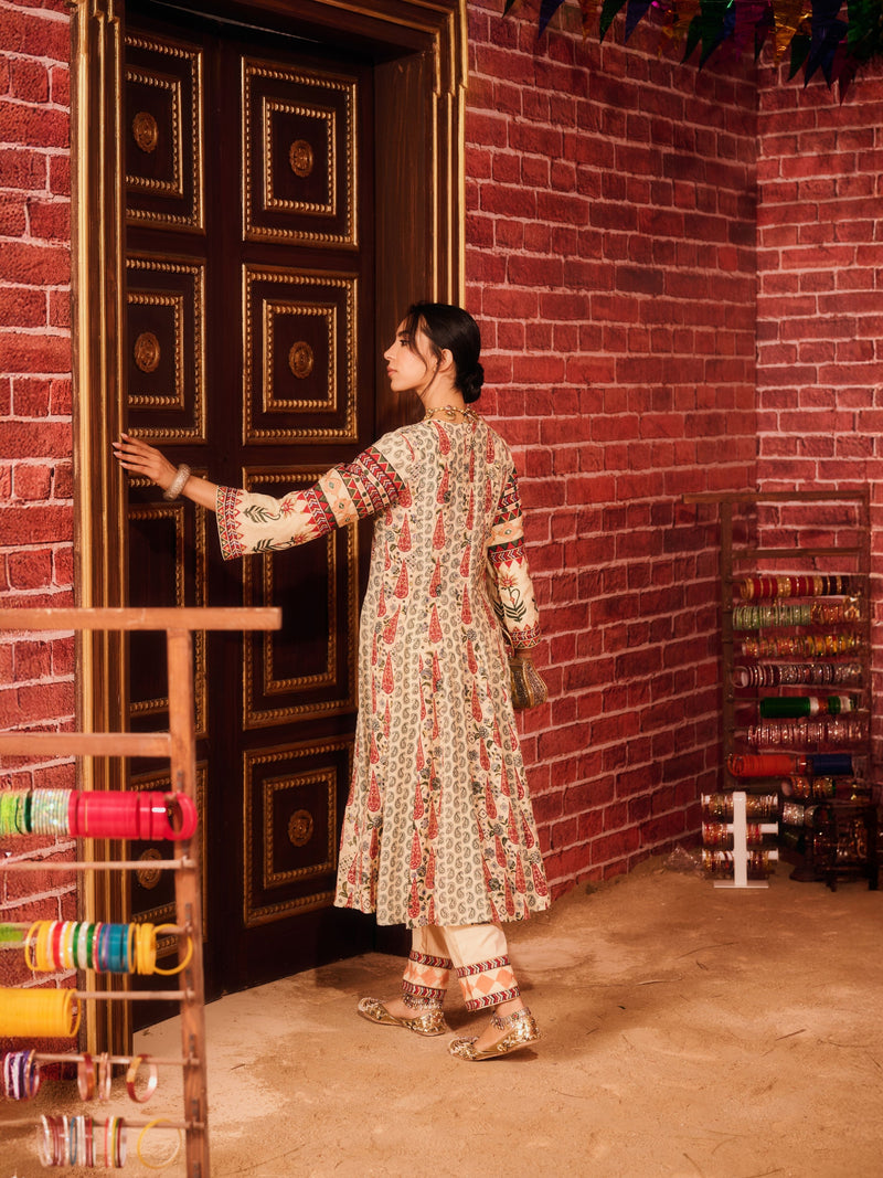 KASHMIRA LONG YOKE KALIDAAR KURTA WITH PANT AND DUPATTA (SET OF 3)