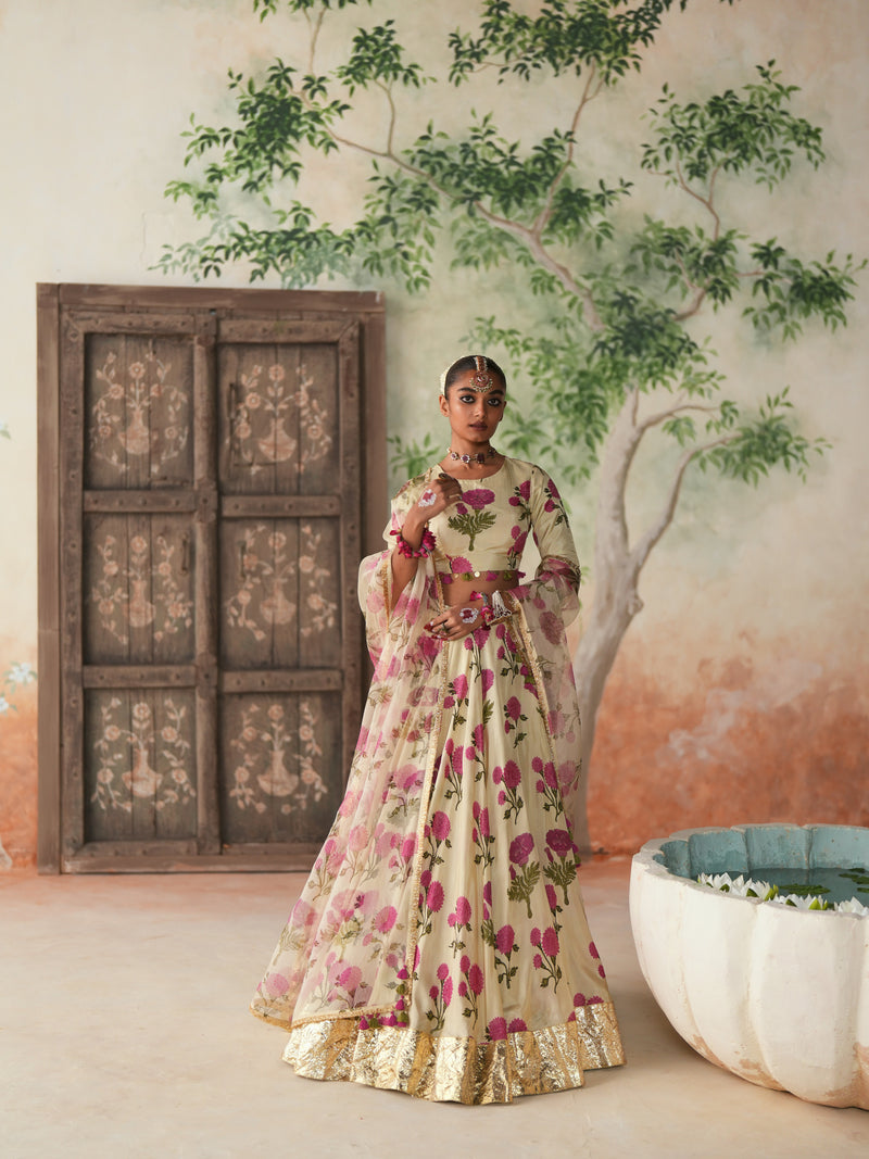 RANIPINK GENDA PHOOL LEHENGA (SET OF 3)