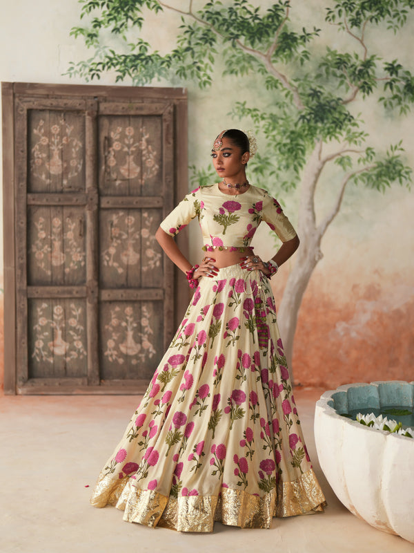 RANIPINK GENDA PHOOL LEHENGA (SET OF 3)