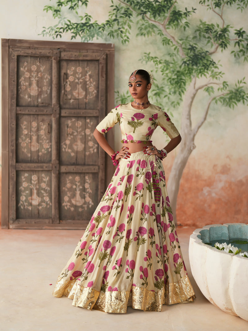 RANIPINK GENDA PHOOL LEHENGA (SET OF 3)
