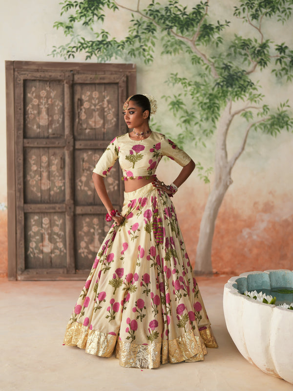 RANIPINK GENDA PHOOL LEHENGA (SET OF 3)