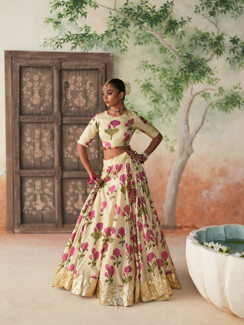 RANIPINK GENDA PHOOL LEHENGA (SET OF 3)