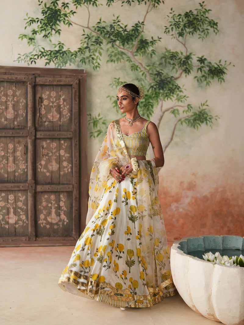 YELLOW GENDA PHOOL LEHENGA (SET OF 3)