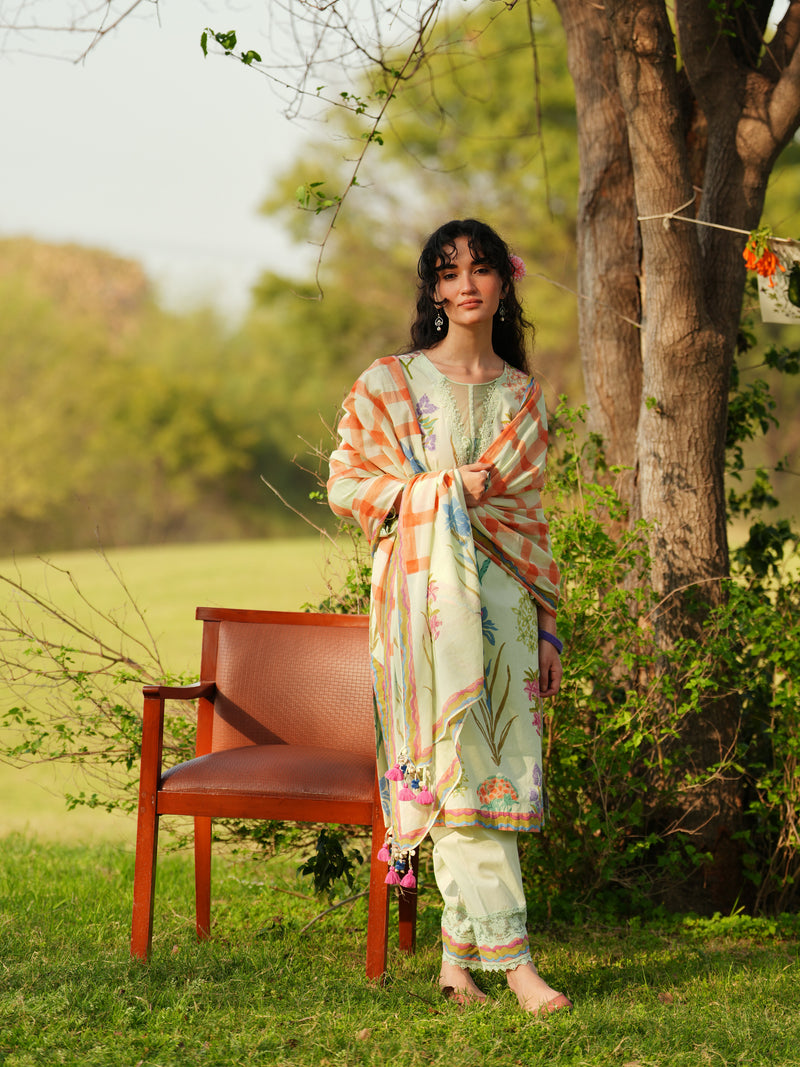 PHOOL BAGH STRAIGHT KURTA WITH SALWAR AND DUPATTA SET - SET OF 3