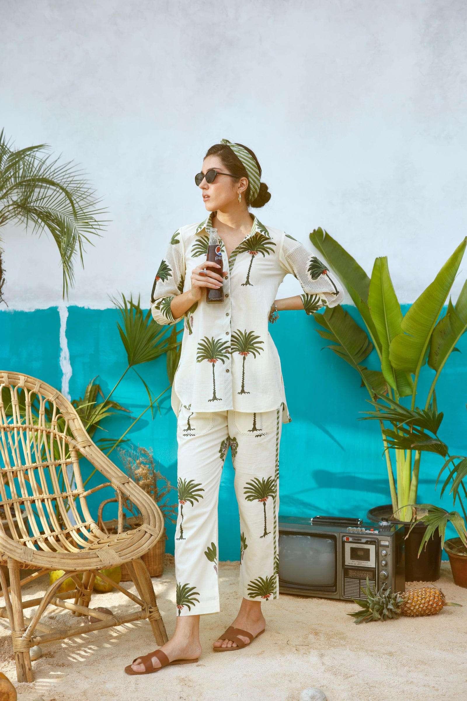 Green Palm Tree Pant – Tasha India