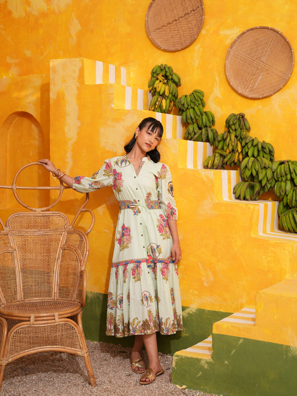 COOL MINT TROPICAL BLOOM LONG DRESS SET - SET OF 2
