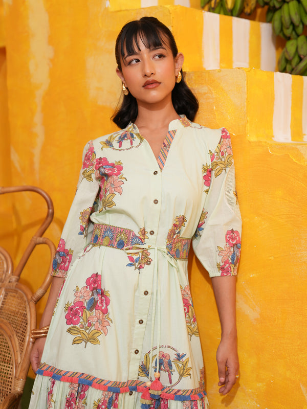 COOL MINT TROPICAL BLOOM LONG DRESS SET - SET OF 2