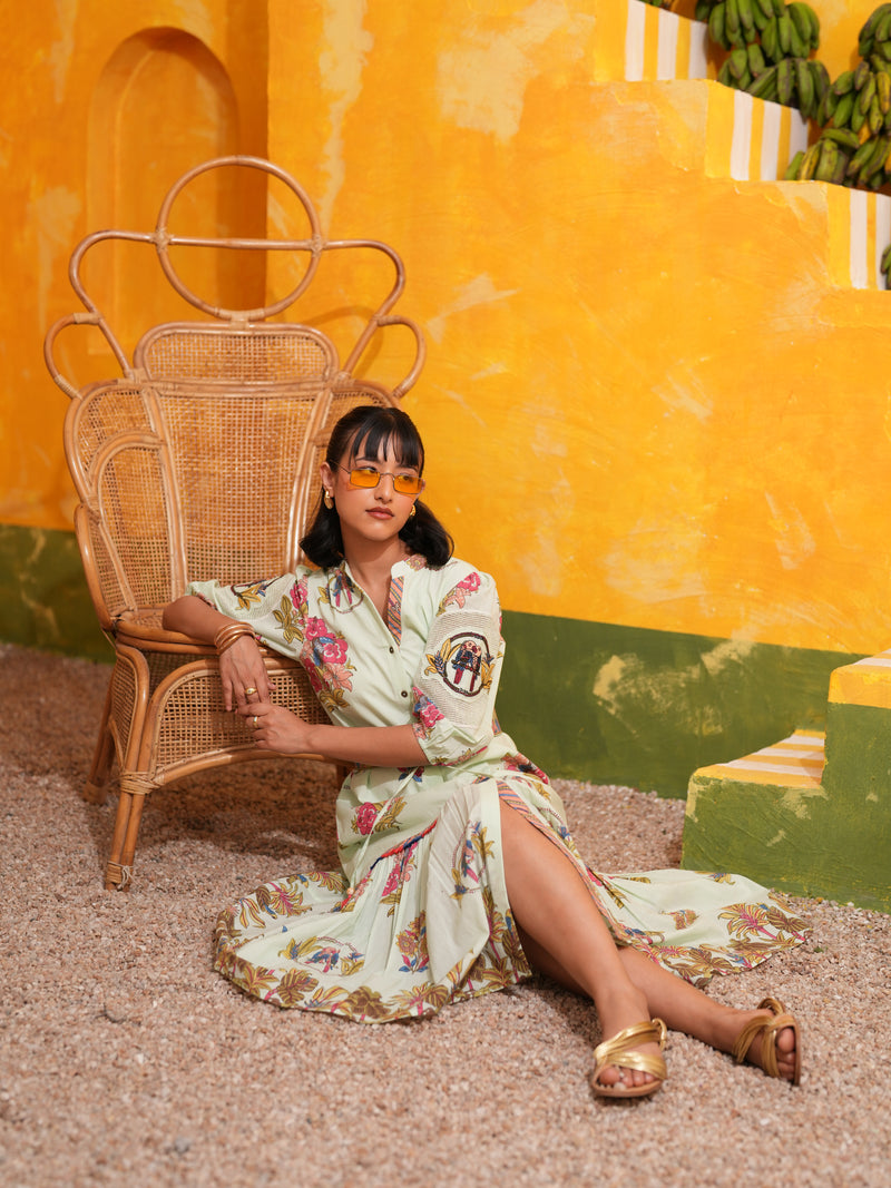 COOL MINT TROPICAL BLOOM LONG DRESS SET - SET OF 2