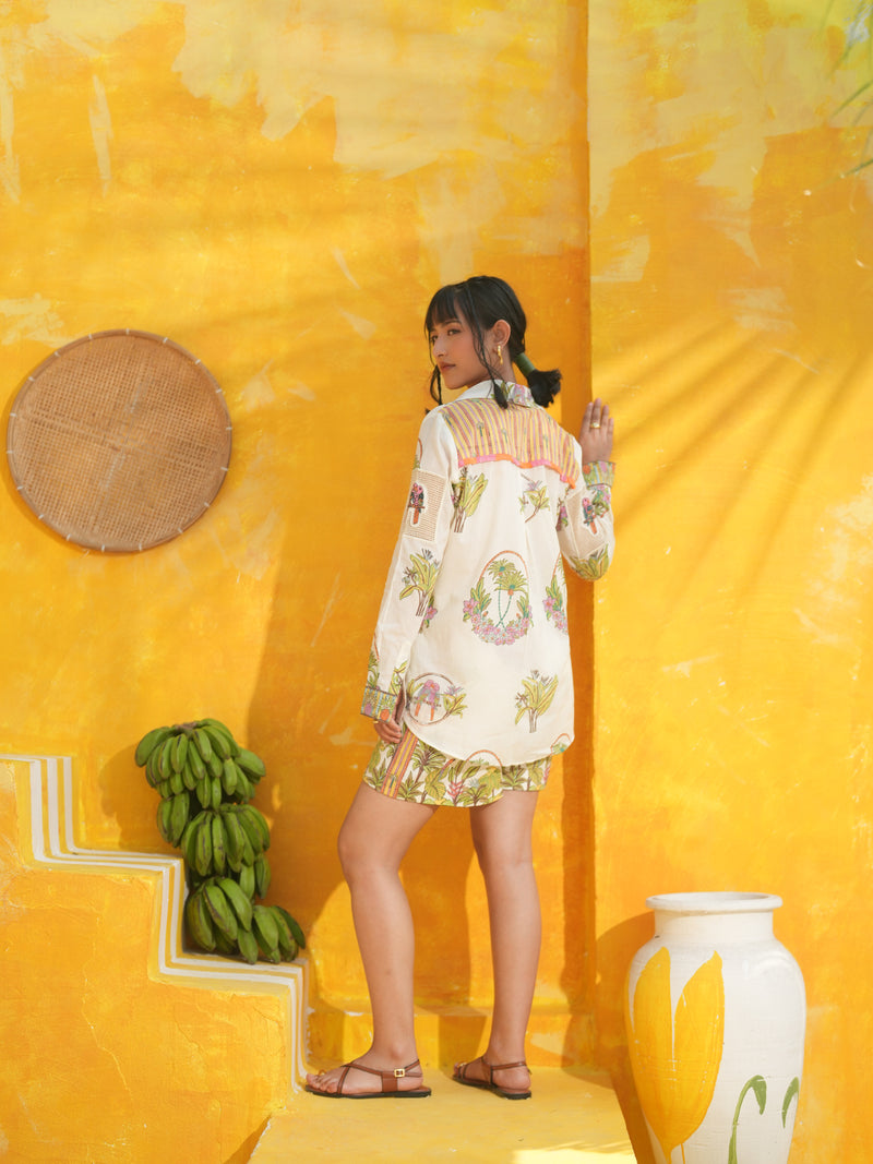 OFF WHITE PALM PARADISE SHIRT AND SHORTS CO-ORD SET - SET OF 2