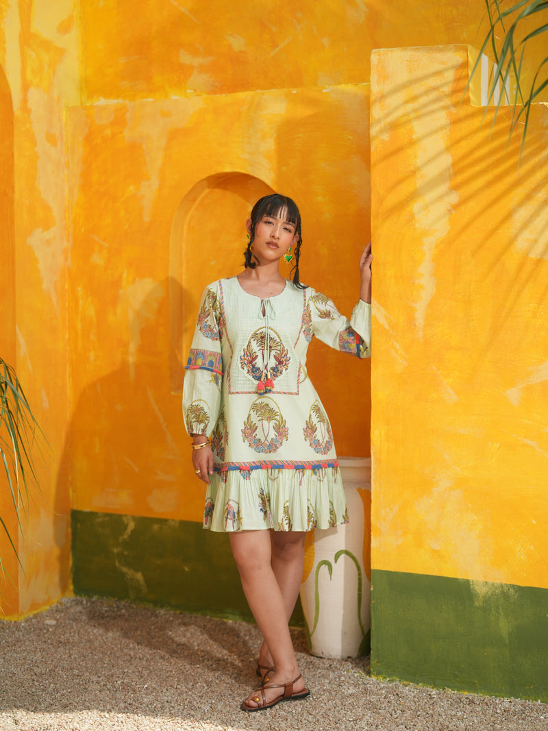COOL MINT PALM PARADISE SHORT DRESS