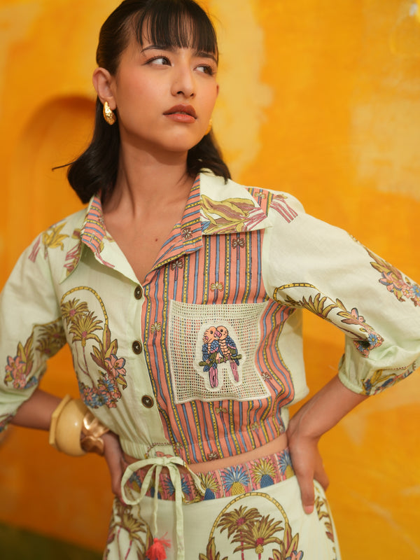 COOL MINT PALM PARADISE CROP SHIRT