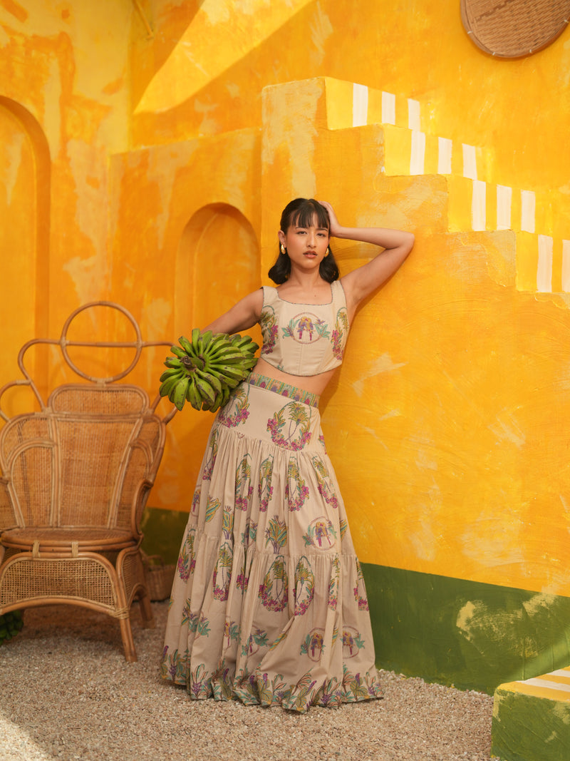 DUSTY LILAC PALM PARADISE SKIRT
