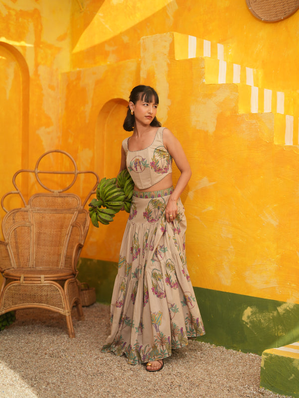 DUSTY LILAC PALM PARADISE SKIRT