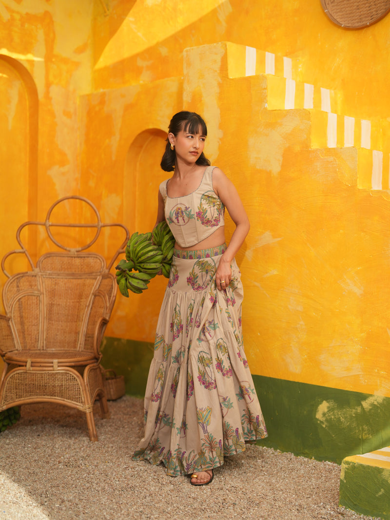 DUSTY LILAC PALM PARADISE SKIRT