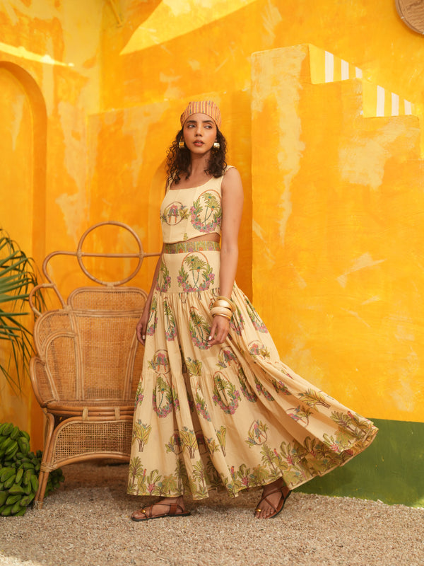 CORAL PEACH PALM PARADISE SKIRT